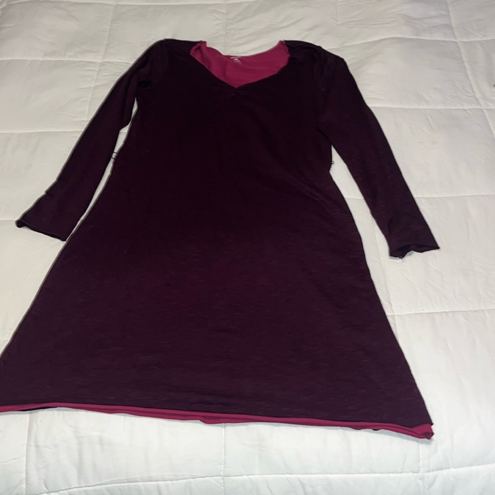 Horny Toad purple long sleeve shirt dress size Medium missing belt LNC!